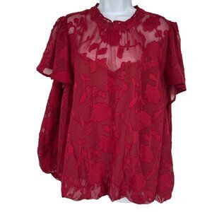 Torrid Chiffon Clip Floral Bubble Hem Flutter Sleeve Top Women's Size 2X